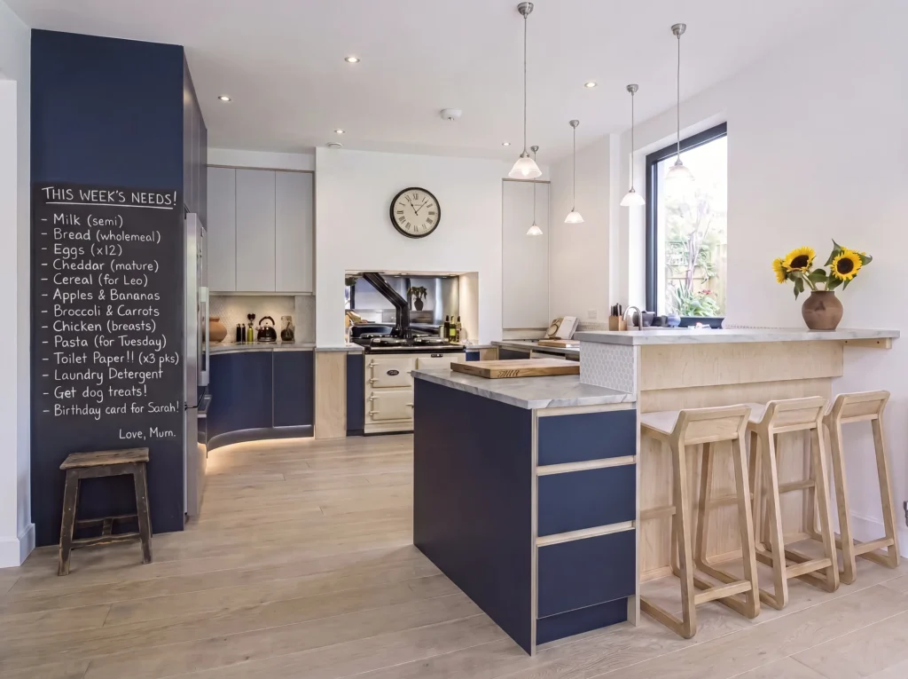 Nordique Navy and Birch Ply Kitchen, West Wickham