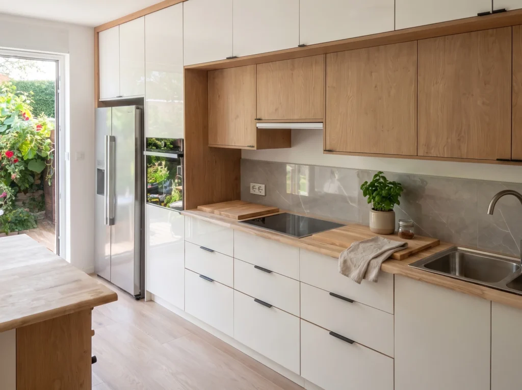 Nordique White Gloss and Oak Kitchen, Antwerp