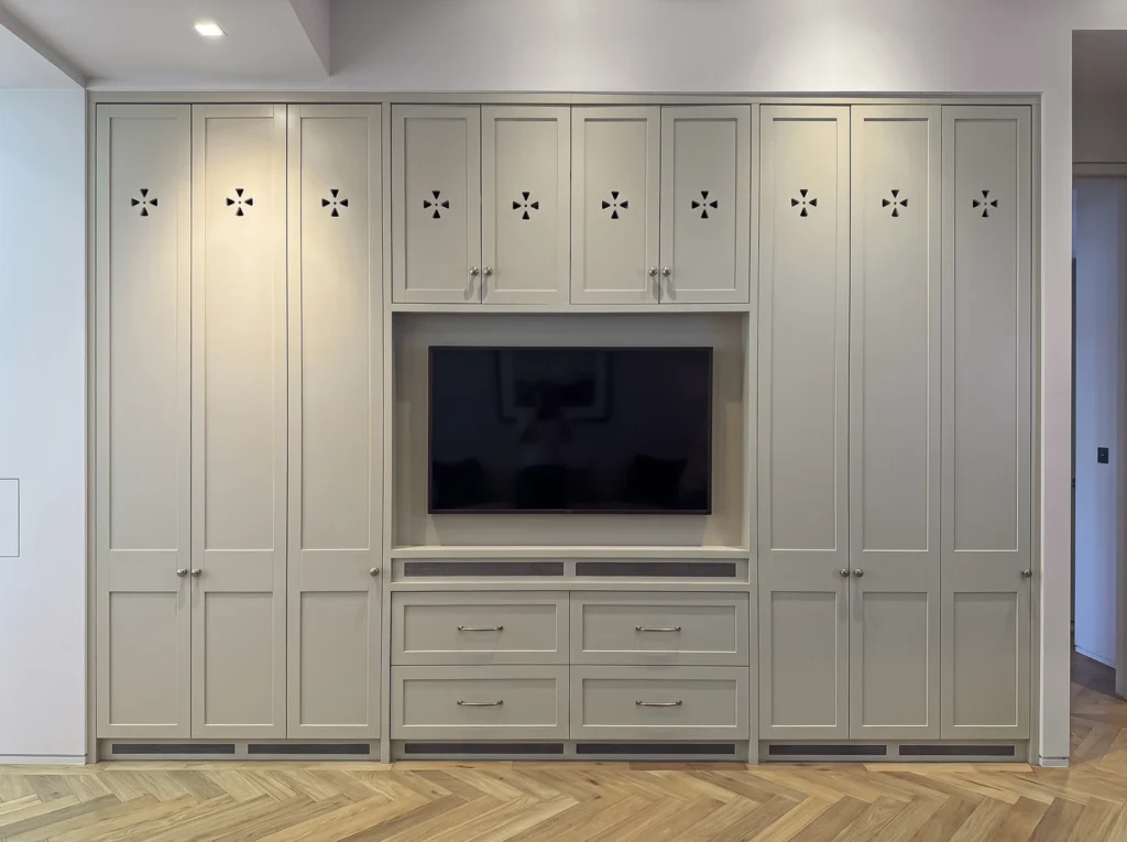 Traditional Shaker Media Wall with Cut-Out Details, Regent’s Park